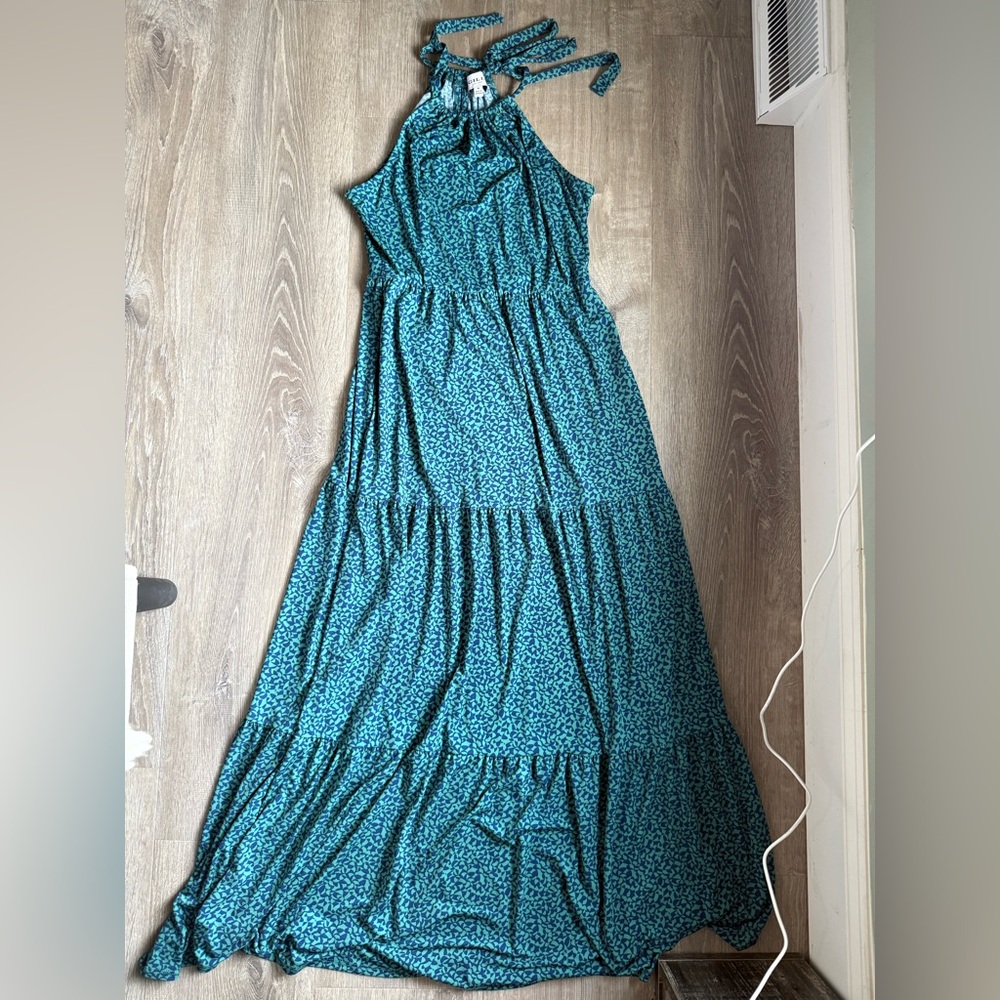 Gilli Teal Patterned Maxi Dress